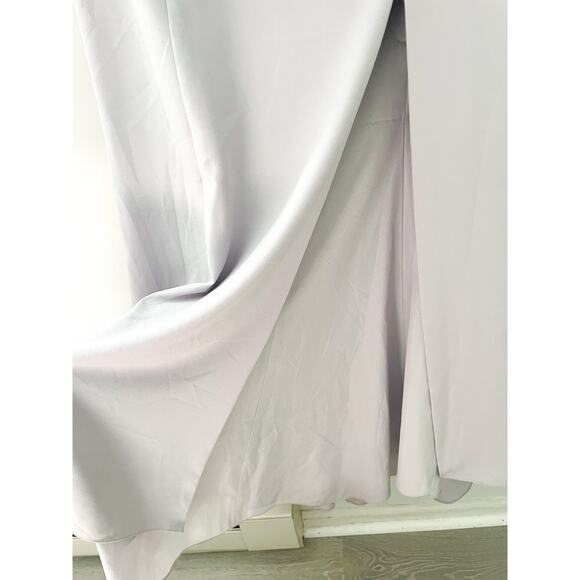 NWT Amsale Angie Bridesmaid Dress Size 10 Gray Dove Crepe Maxi Formal Wedding - Picture 4 of 10